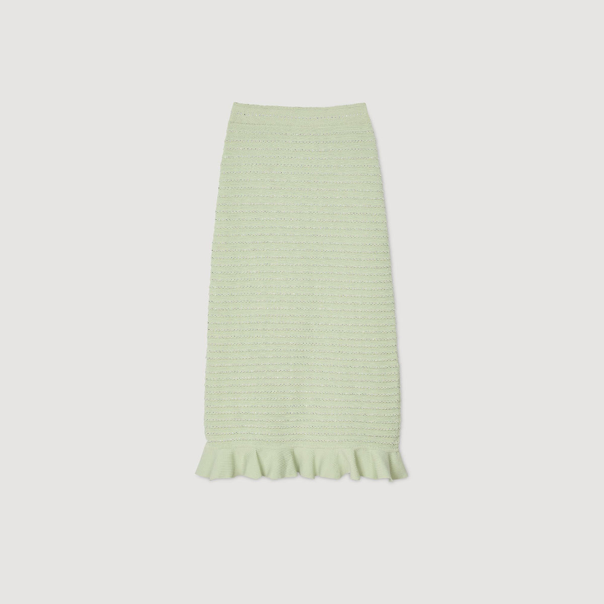 Sandro Rhinestone knit maxi skirt Almond Green