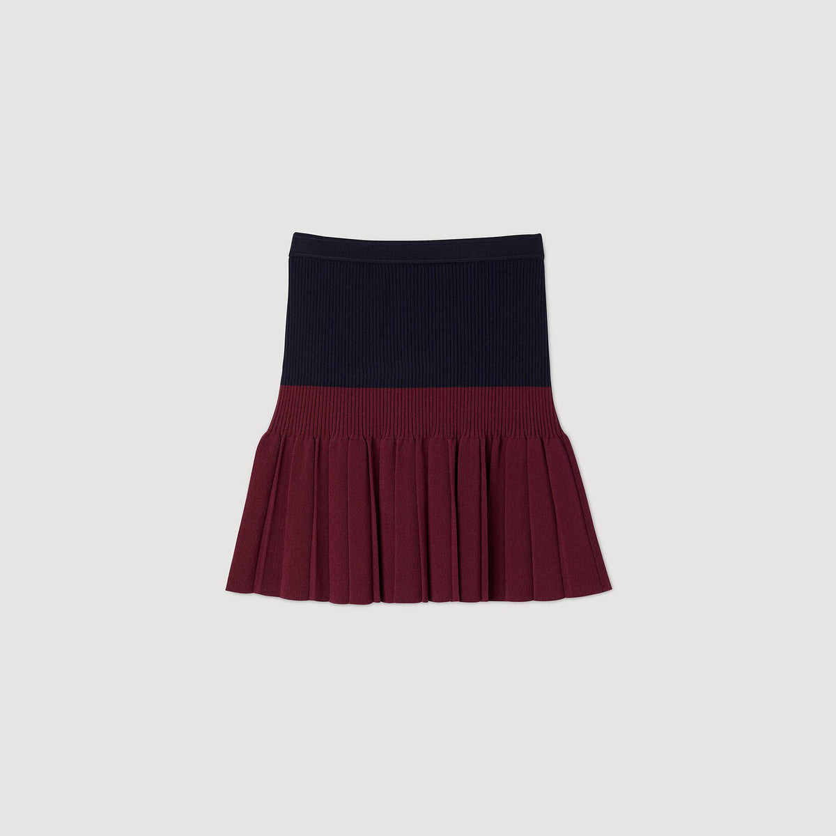 Sandro Mini two-tone pleated skirt Navy Blue