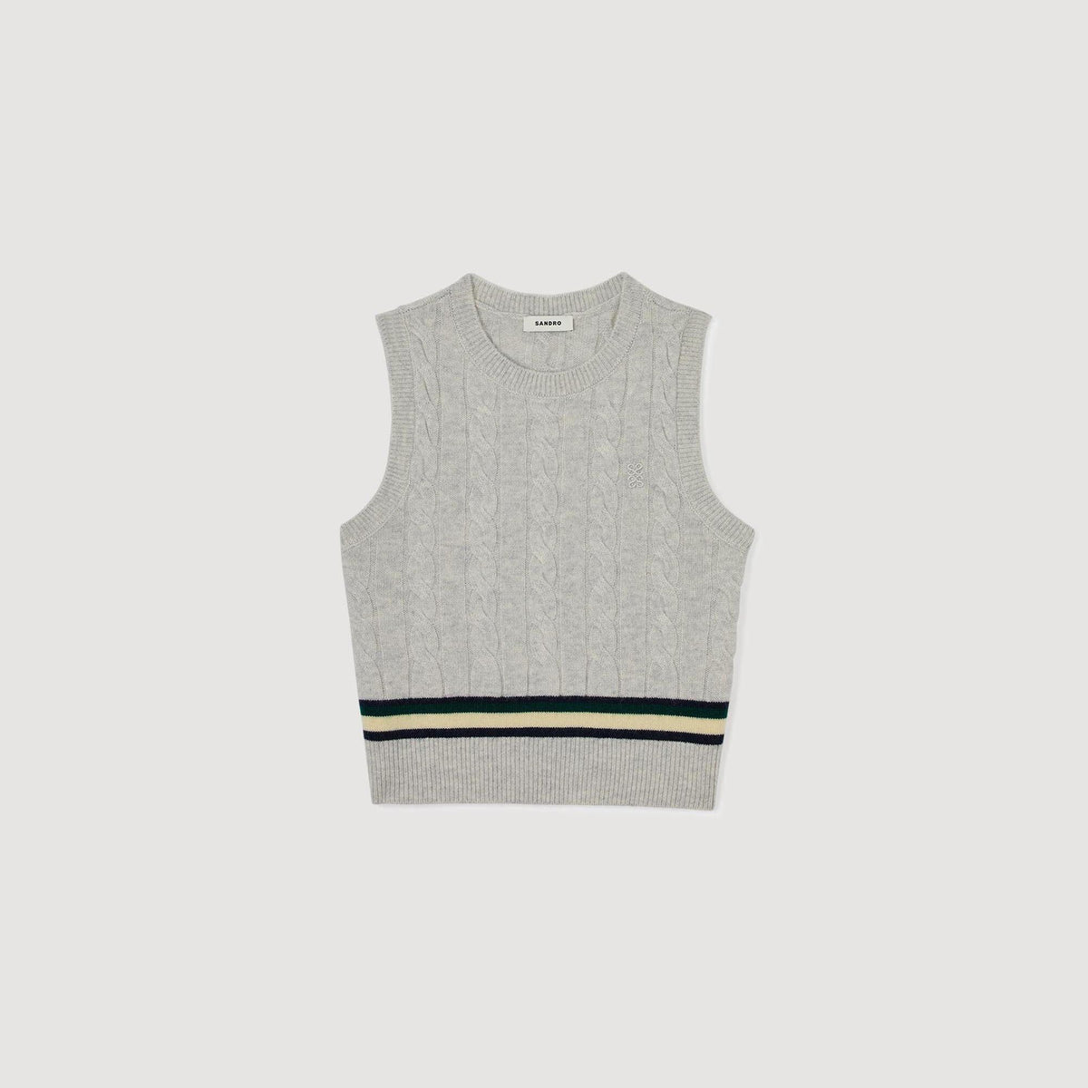 Sandro Sleeveless cropped cable knit sweater Grey