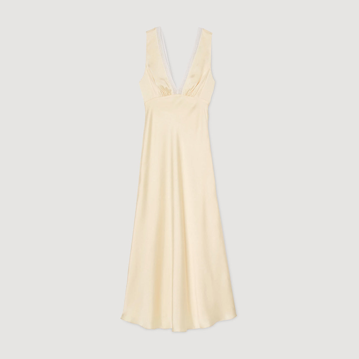 Sandro Satin-effect maxi dress Yellow