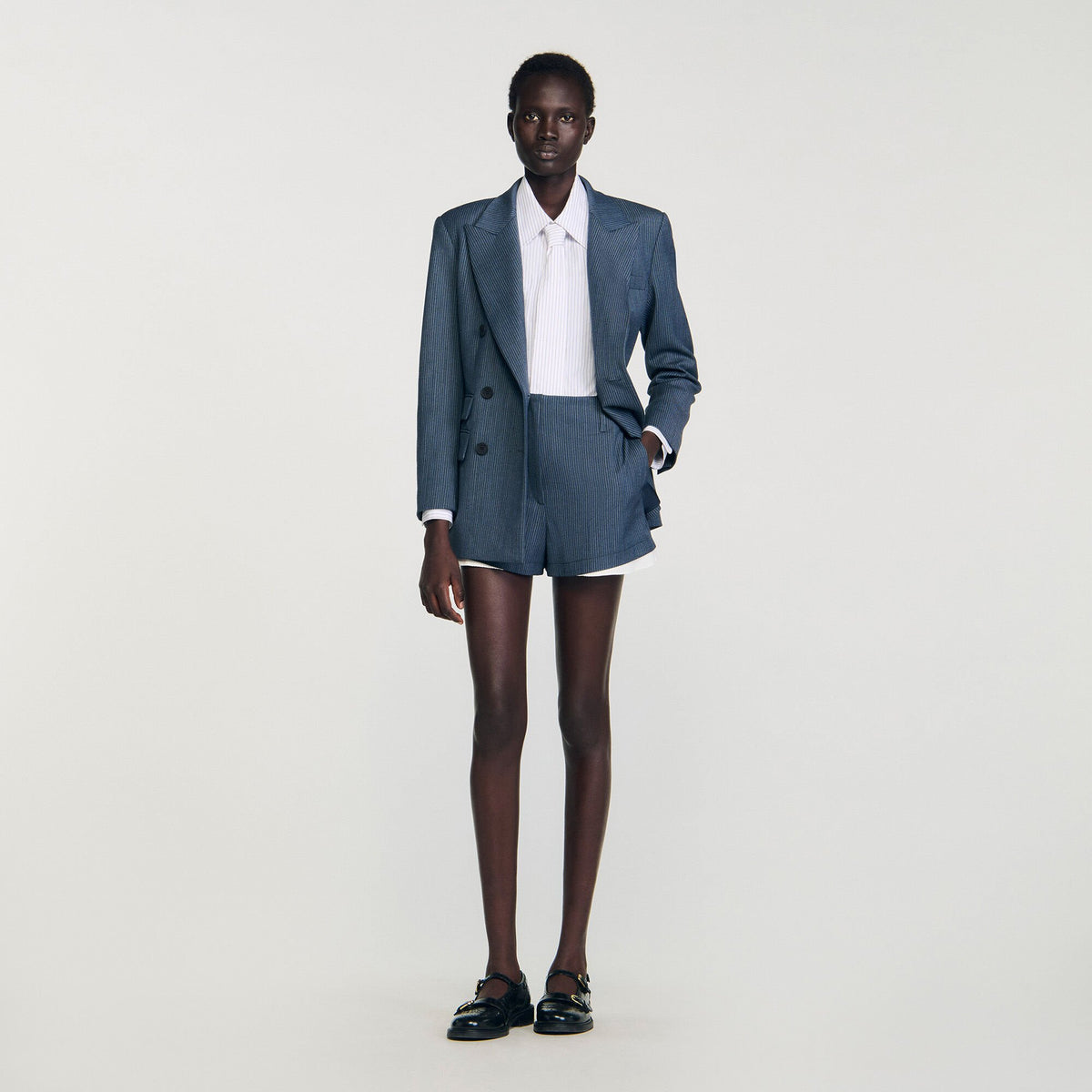 Sandro Striped layered shorts Blue