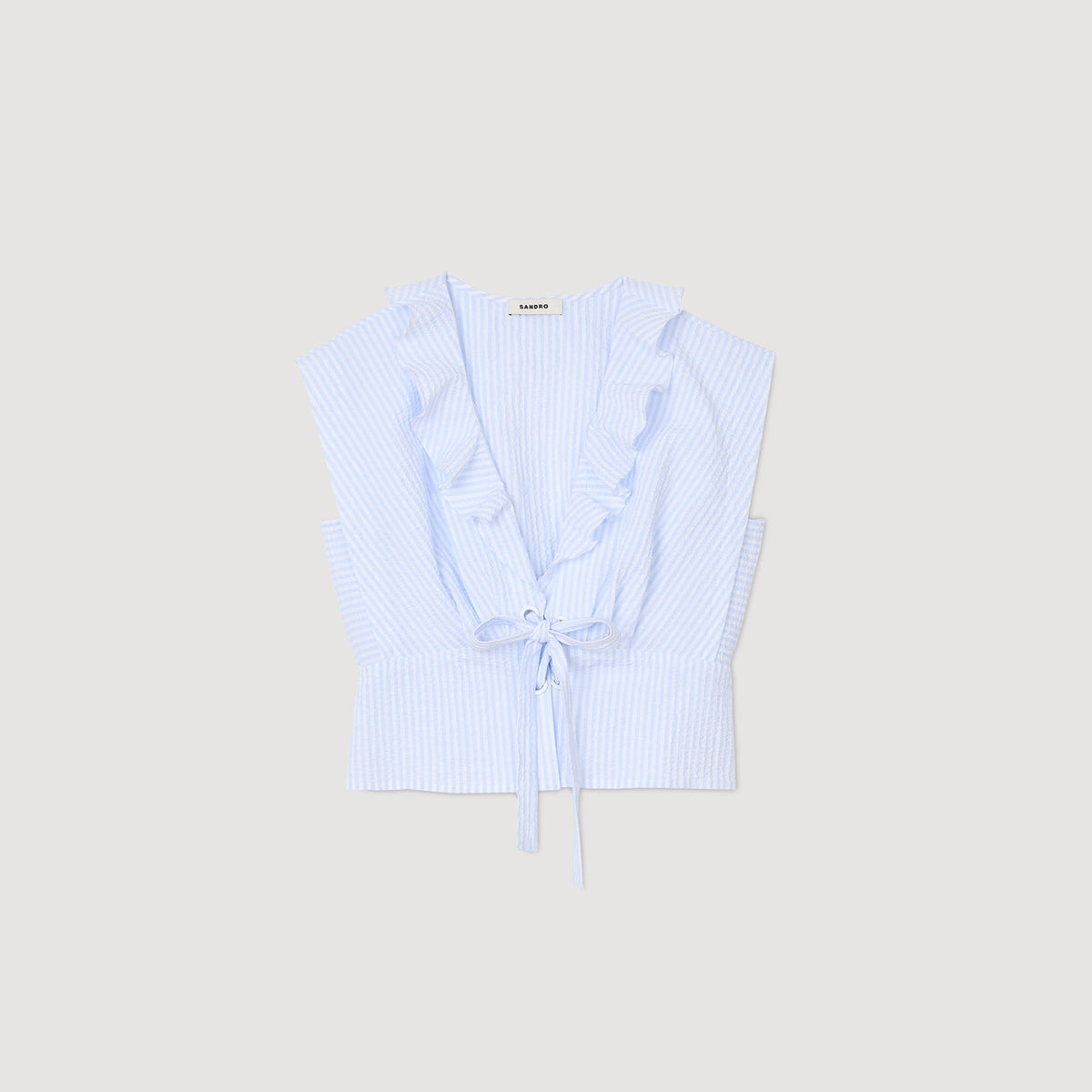Sandro Striped crop top Ciel / Blanc