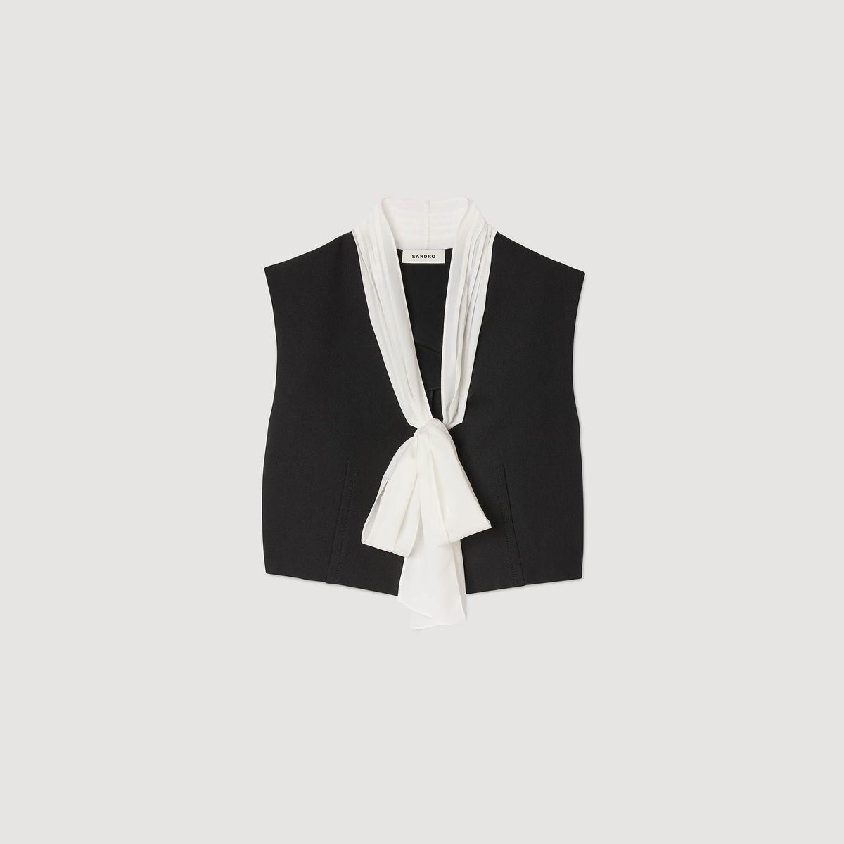 Sandro Bow neck crop top Black