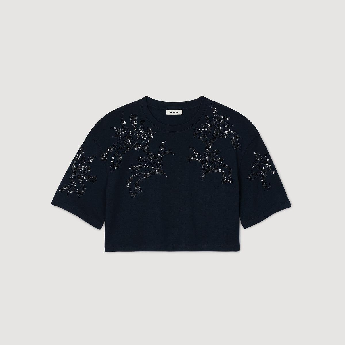 Sandro T-shirt with beaded details Navy Blue