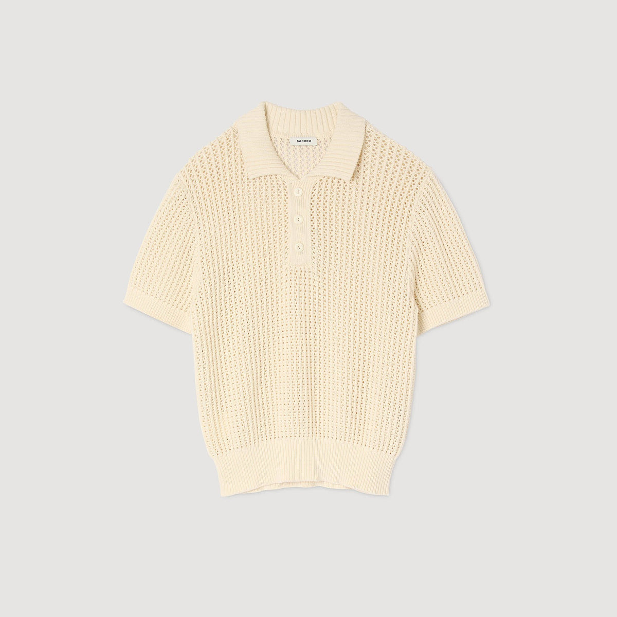 Sandro Cotton shirt with polo collar Butter Cream