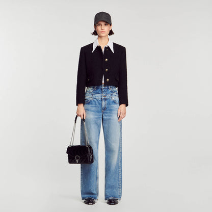 Sandro Yza bag in certified leather Black