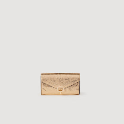 Sandro Gold leather clutch bag Gold