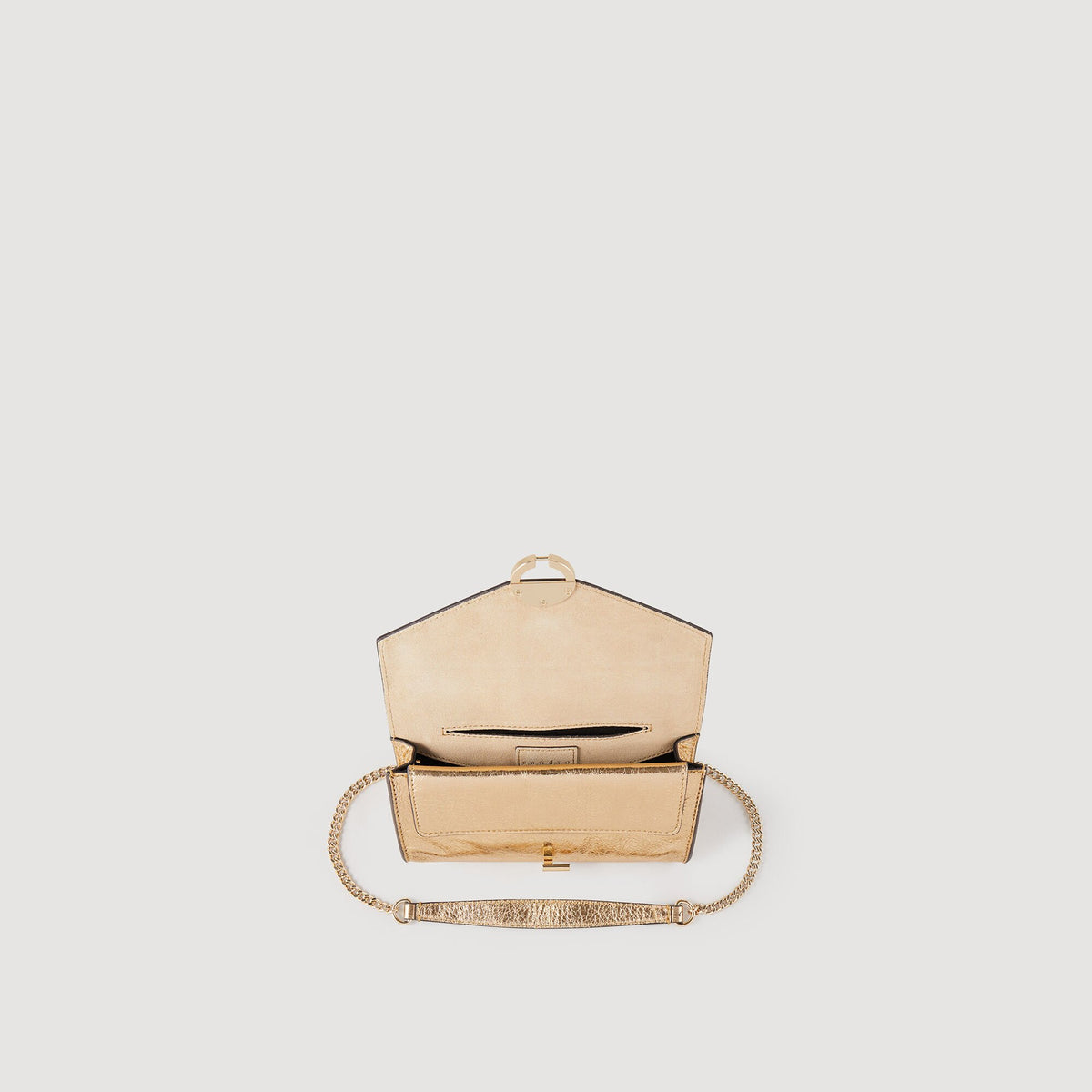 Sandro Gold leather clutch bag Gold