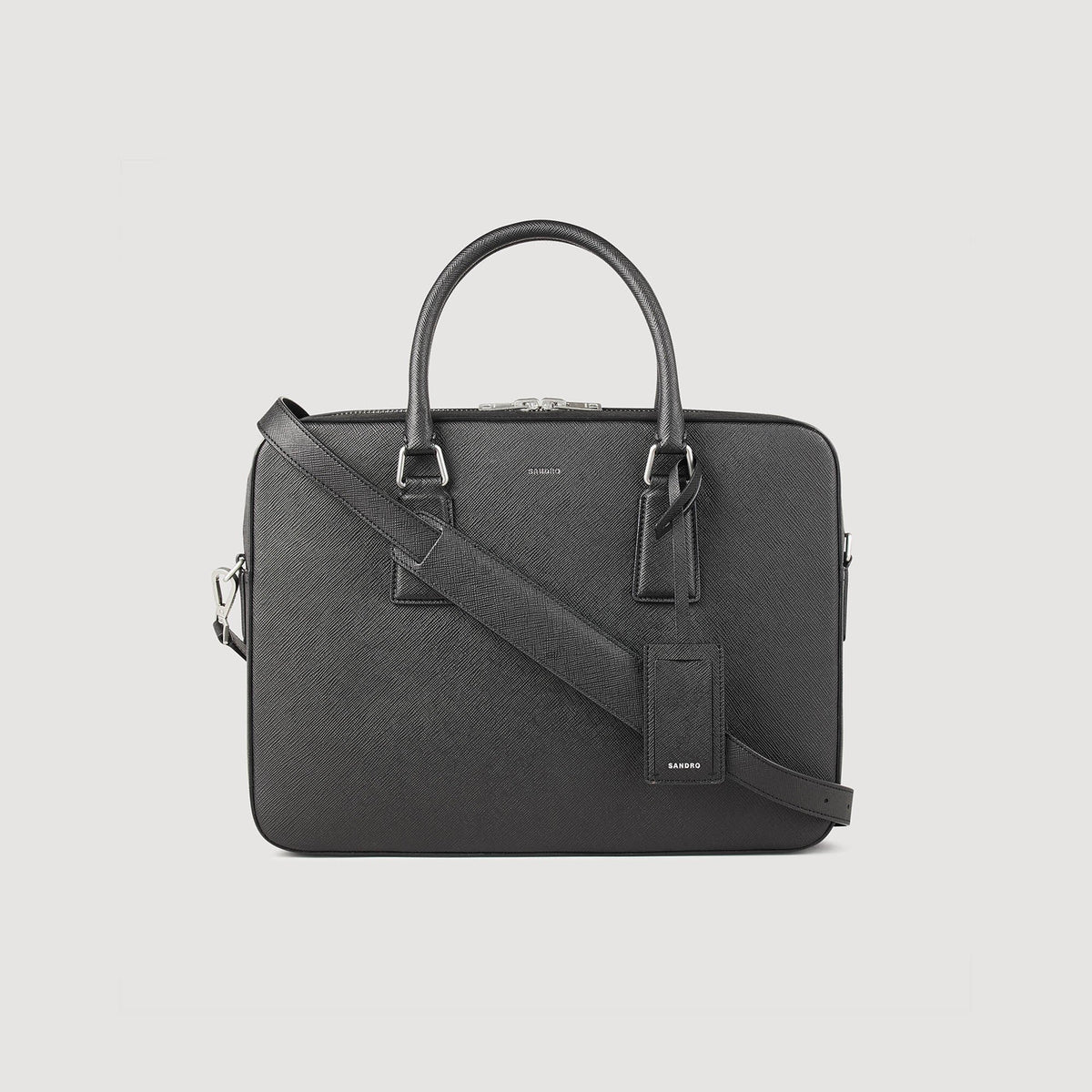 Sandro Reconstituted leather briefcase Black