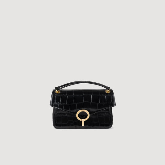 Sandro Mock croc leather Yza bag Black