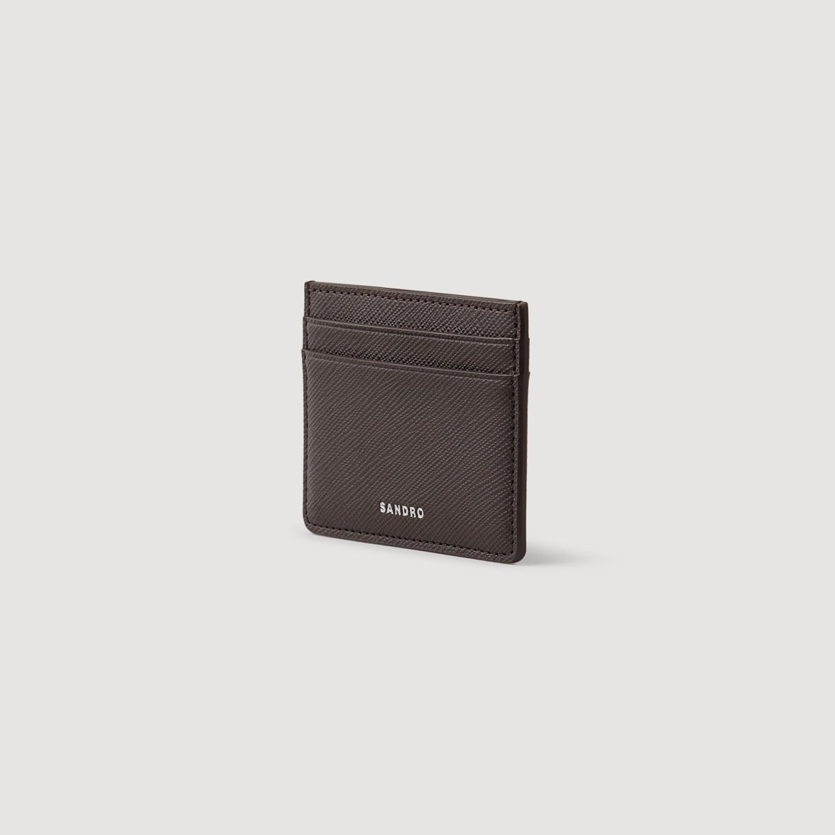 Sandro Reconstituted leather cardholder Chocolate