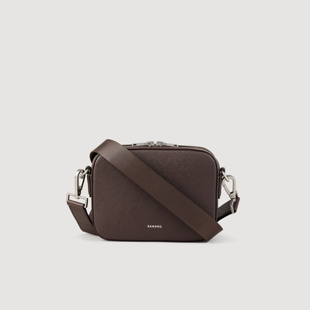 Sandro Small reconstituted leather bag Chocolate