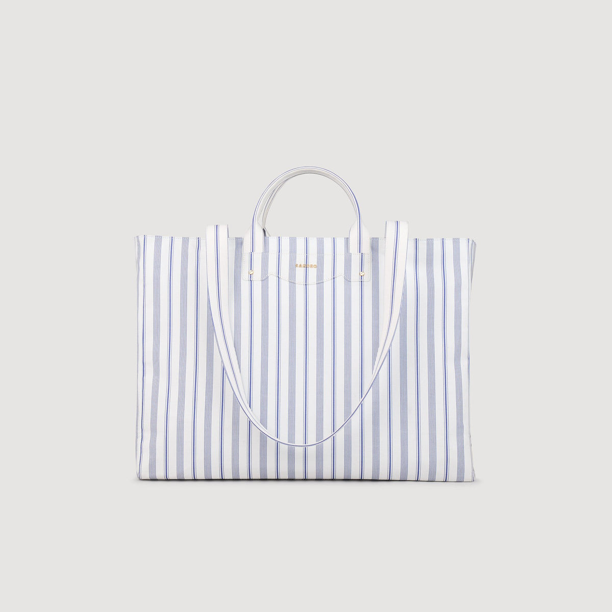 Sandro Striped canvas tote bag Blue / Ecru