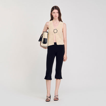 Sandro Canvas tote bag Ecru / Black