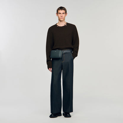 Sandro Small reconstitued leather bag Steel