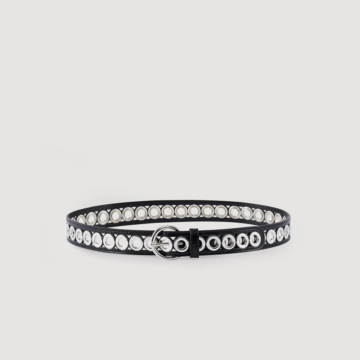Sandro Belt with round buckle and eyelets Black