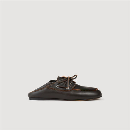 Sandro Leather boat shoe loafers Brown