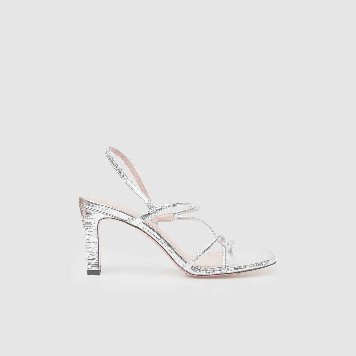 Sandro Leather sandals with a wide heel Silver