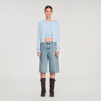 Sandro Ruffled cardigan Sky Blue