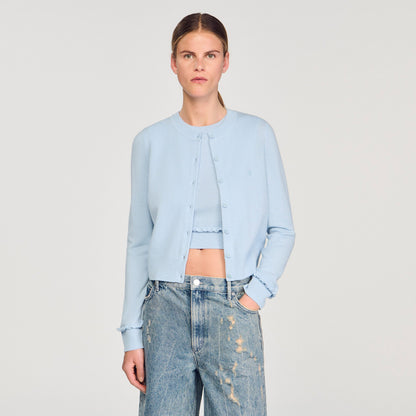 Sandro Ruffled cardigan Sky Blue