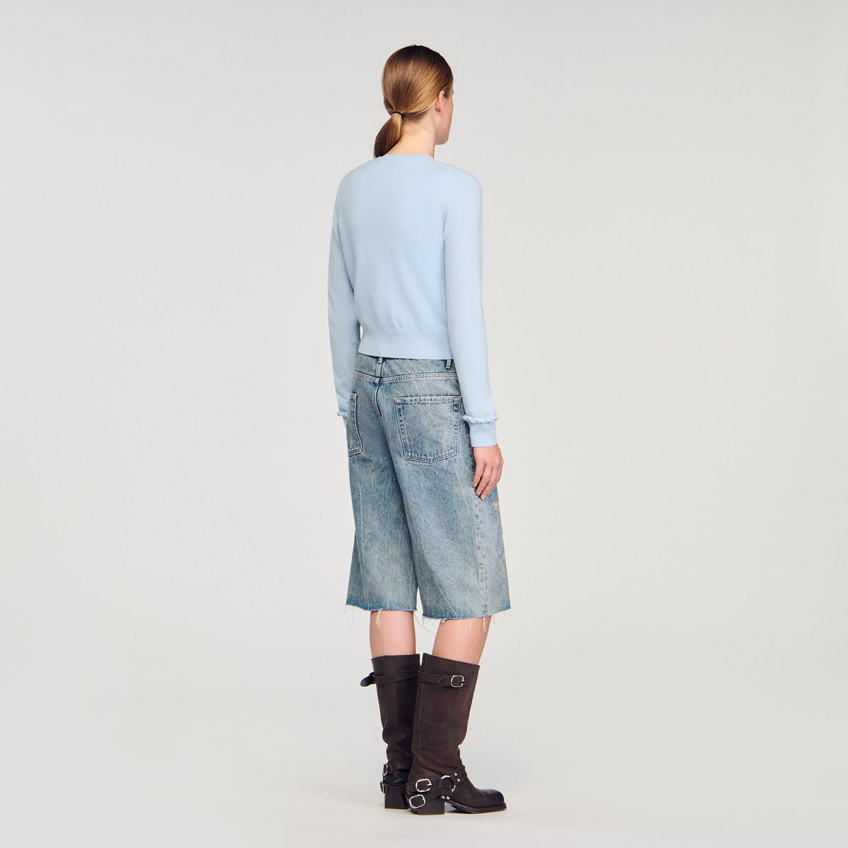 Sandro Ruffled cardigan Sky Blue