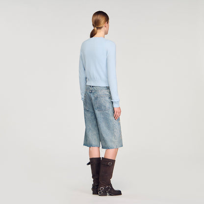 Sandro Ruffled cardigan Sky Blue