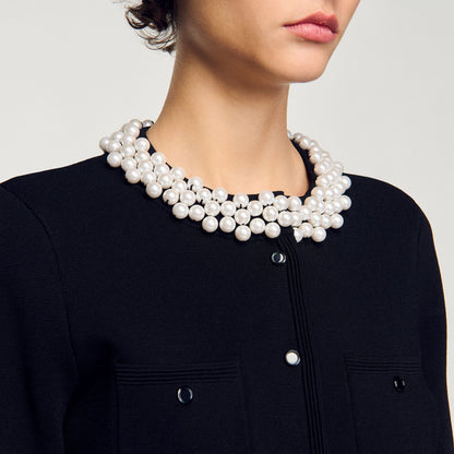 Sandro Cardigan with beaded collar Black
