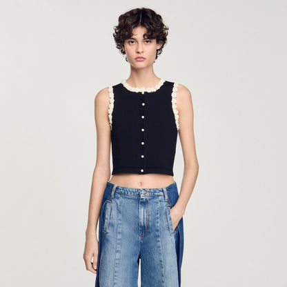 Sandro Crochet cardigan Black