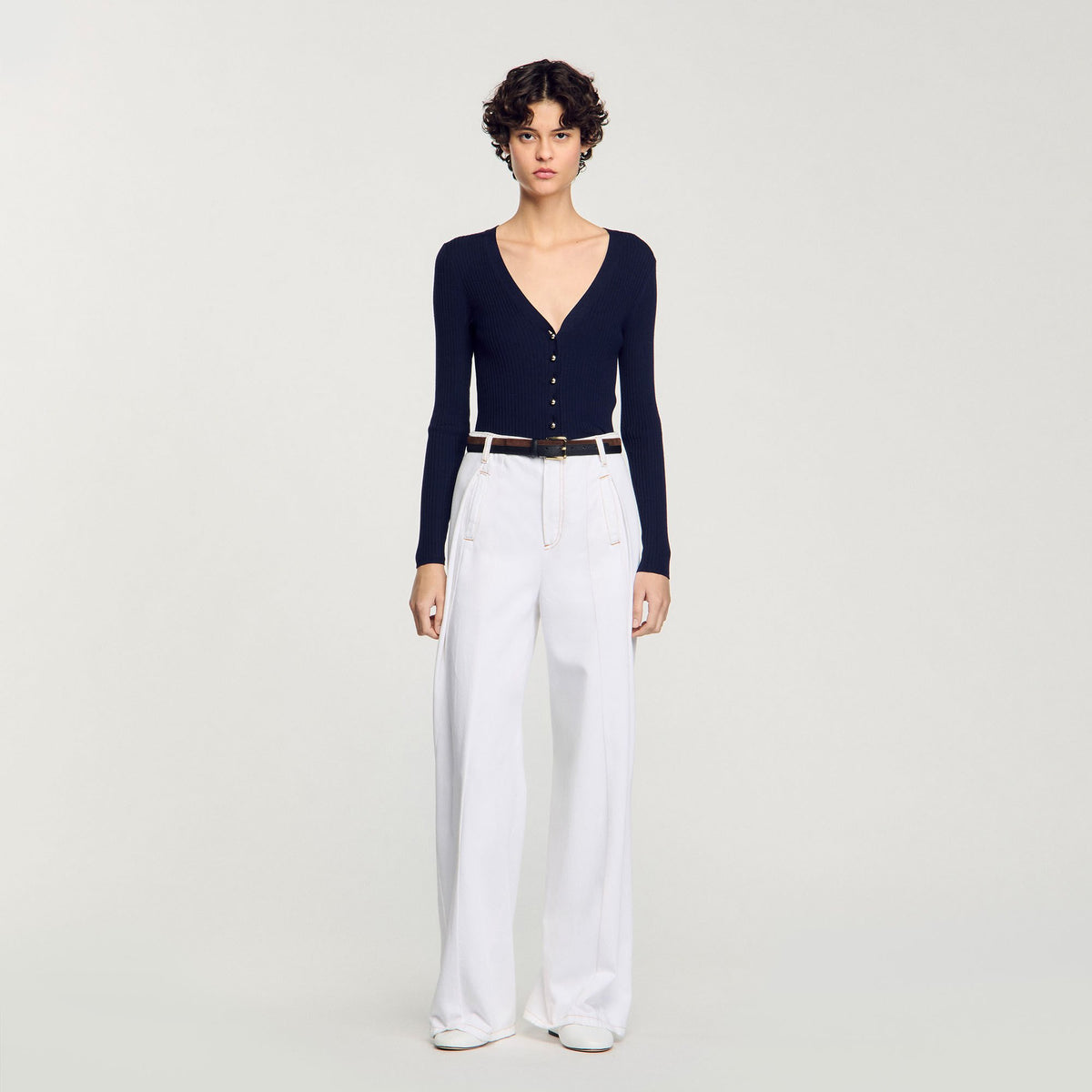 Sandro Rib knit cardigan Navy Blue