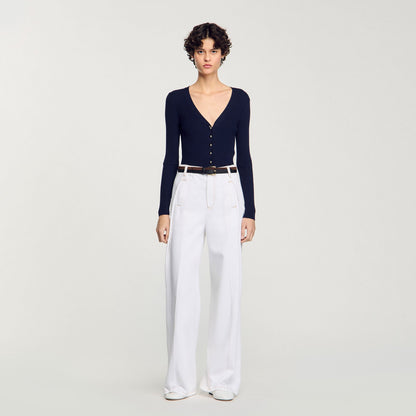Sandro Rib knit cardigan Navy Blue