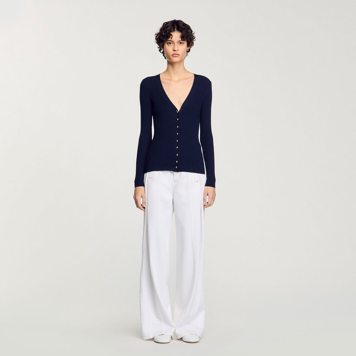 Sandro Rib knit cardigan Navy Blue