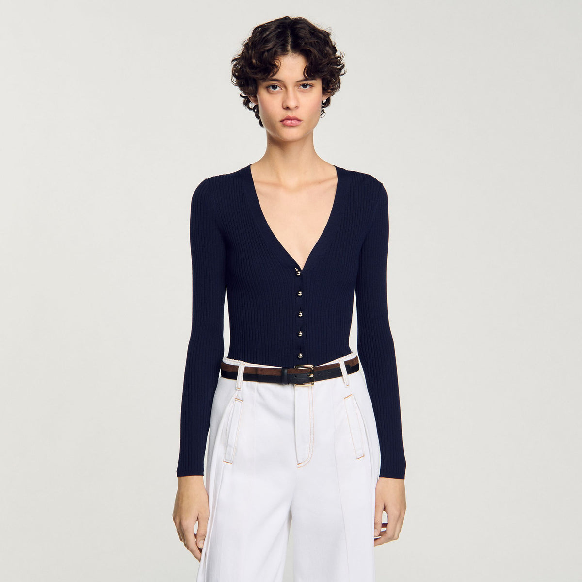 Sandro Rib knit cardigan Navy Blue