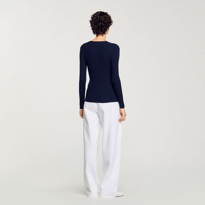 Sandro Rib knit cardigan Navy Blue