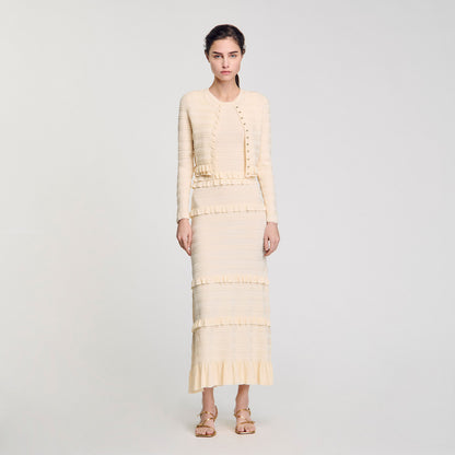 Sandro Ruffled cardigan Ecru