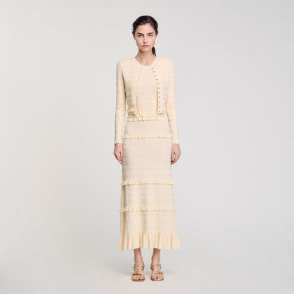 Sandro Ruffled cardigan Ecru