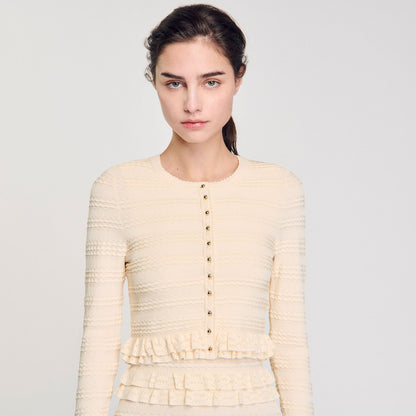 Sandro Ruffled cardigan Ecru