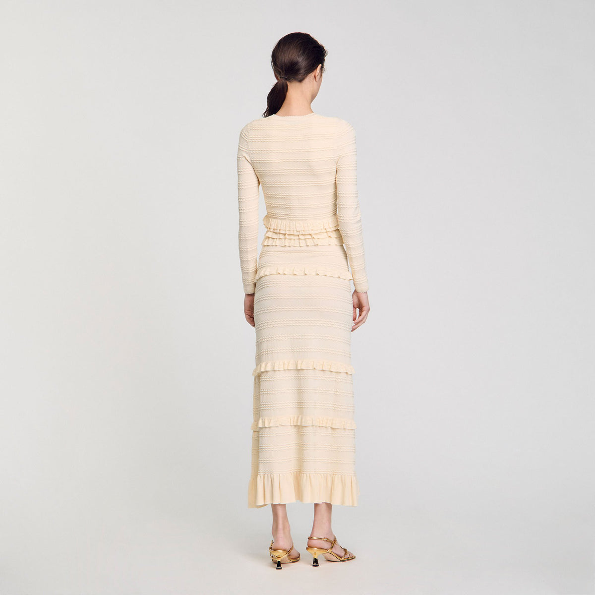 Sandro Ruffled cardigan Ecru