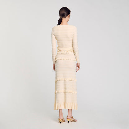 Sandro Ruffled cardigan Ecru