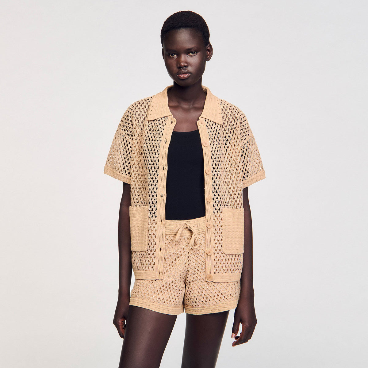 Sandro Rhinestone cardigan Sand