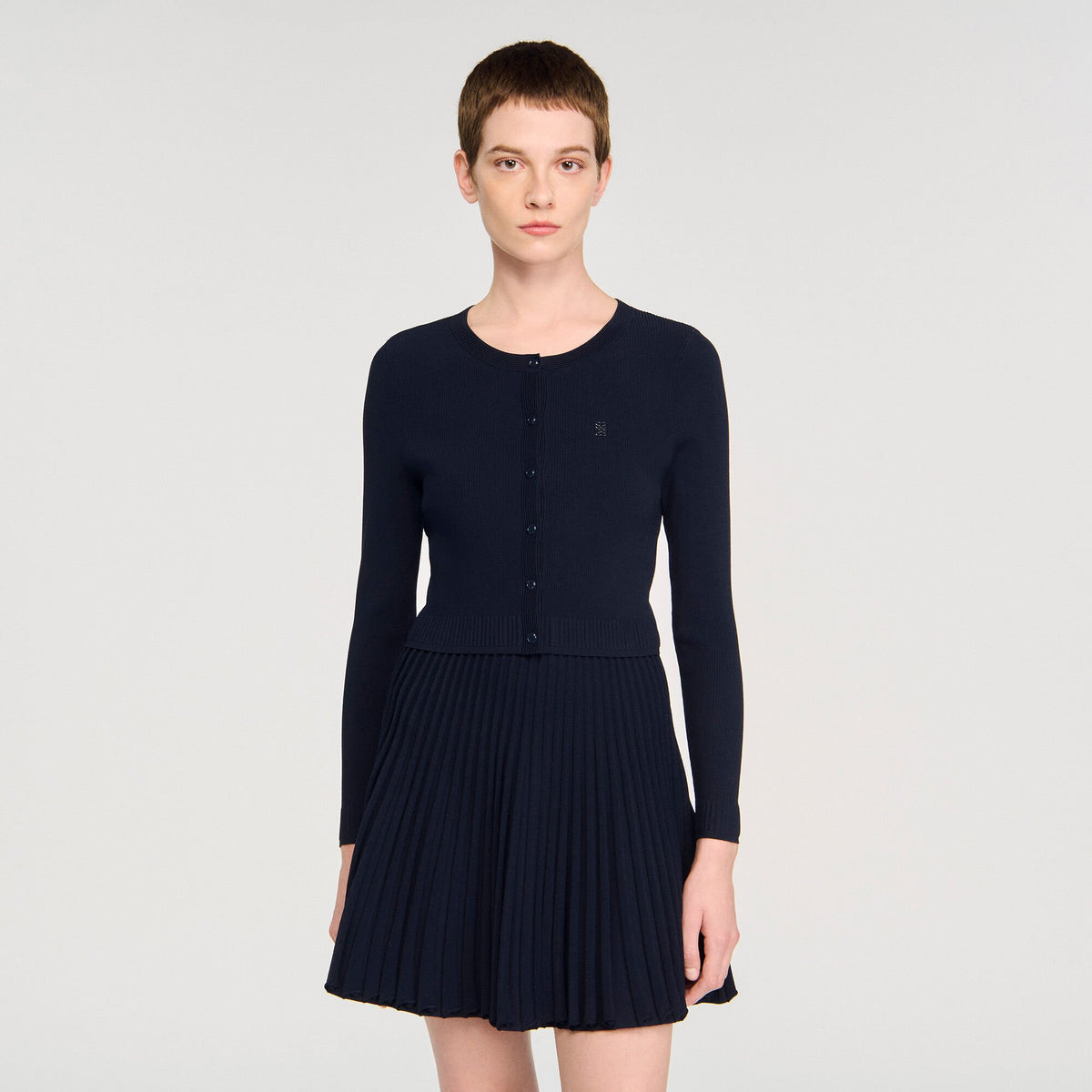 Sandro Polo shirt with decorative buttons Navy Blue