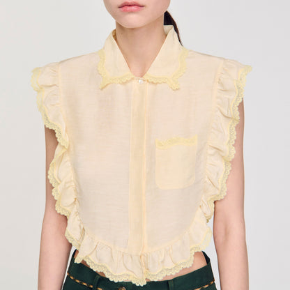 Sandro Shirt collar with lace detail Light Yellow