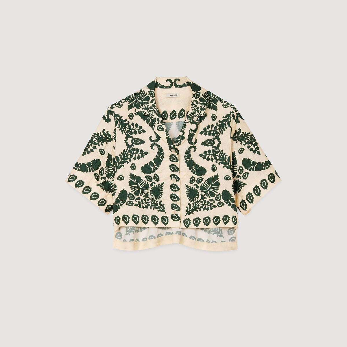 Sandro Floral motif shirt Ecru / Green