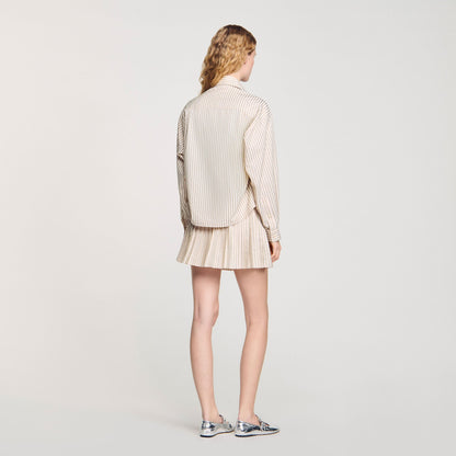 Sandro Striped rhinestone shirt Khaki / Pink