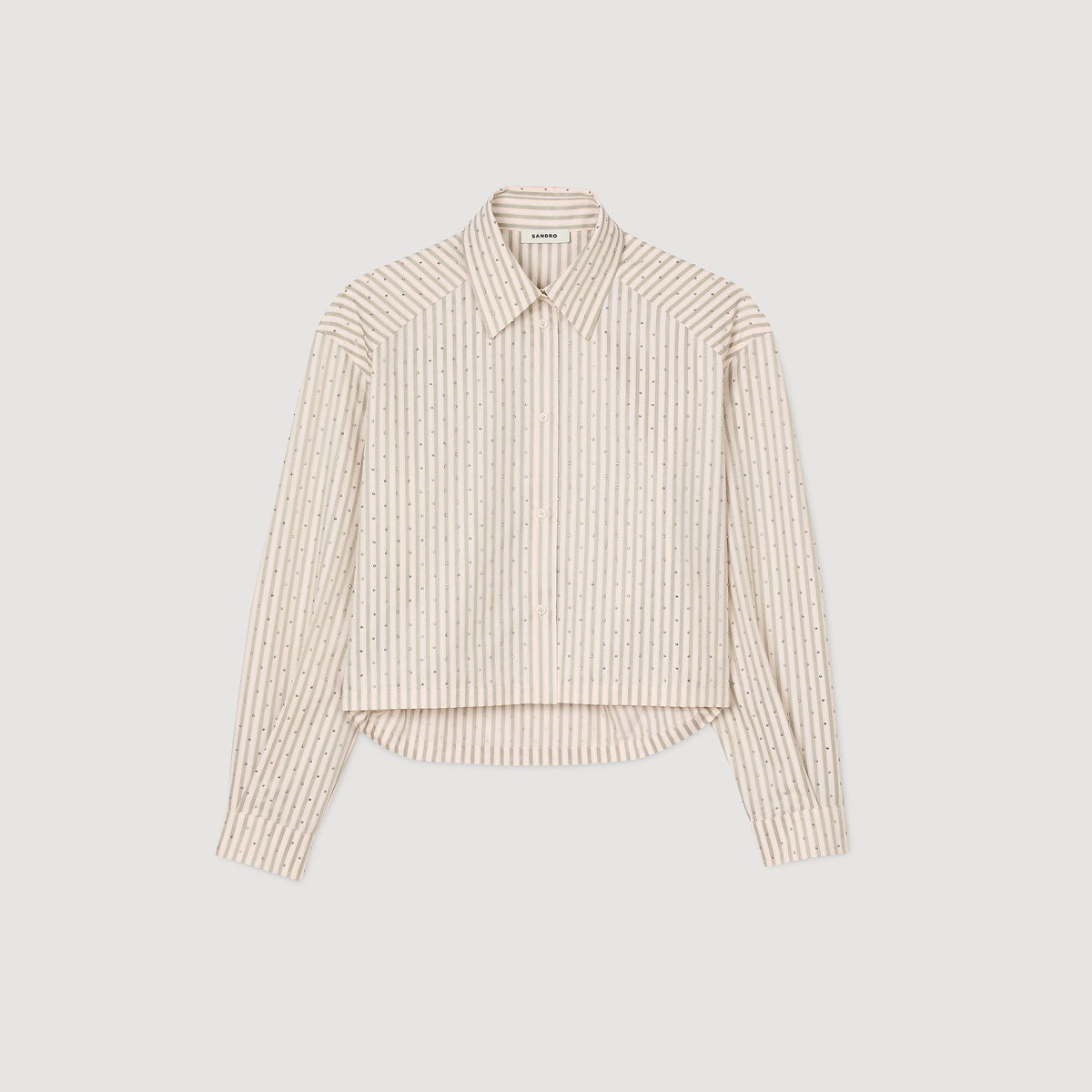 Sandro Striped rhinestone shirt Khaki / Pink