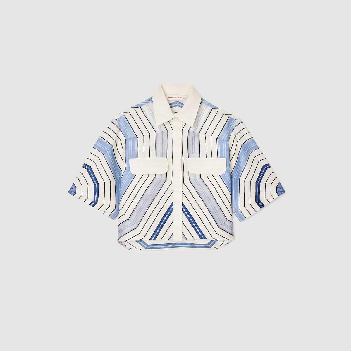 Sandro Spiral-motif silk shirt Sky Blue