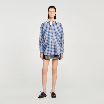 Sandro Rhinestone checkered shirt Blue