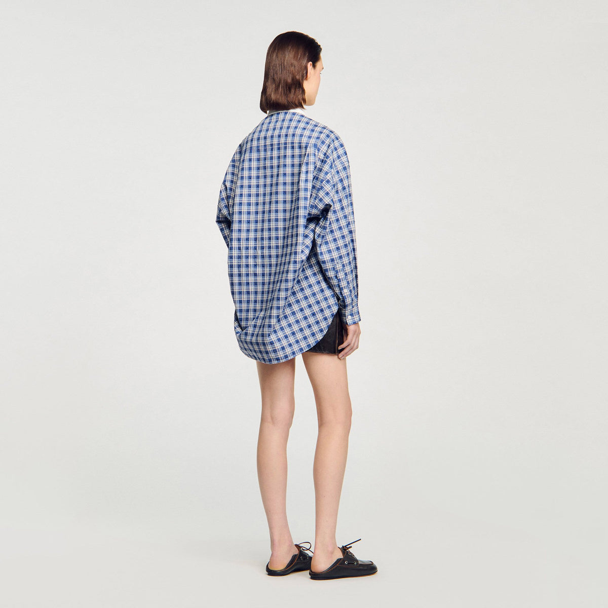 Sandro Rhinestone checkered shirt Blue