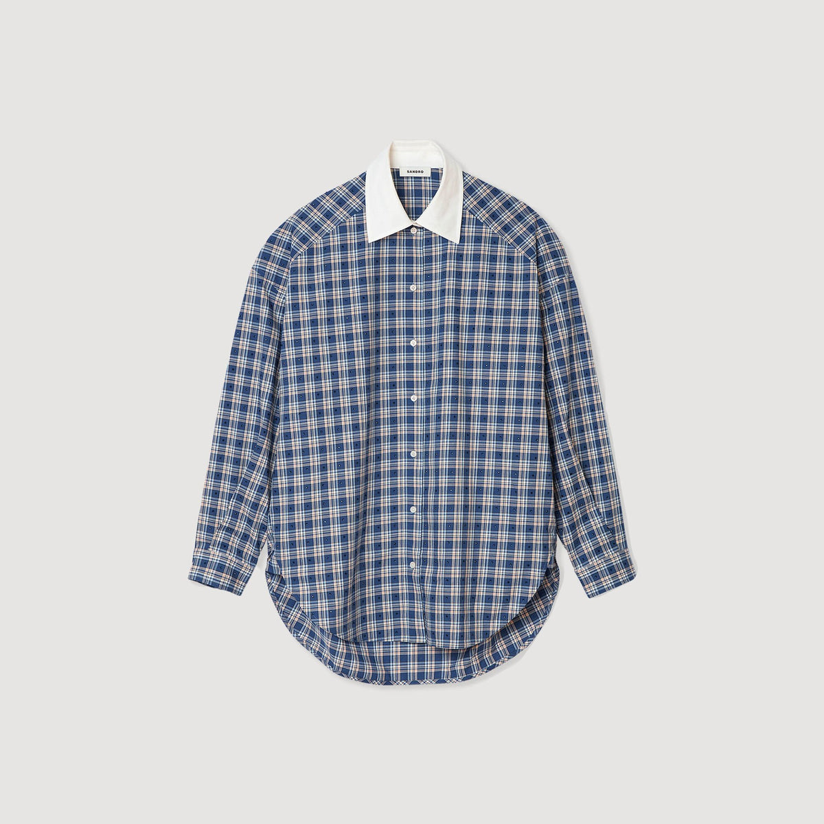 Sandro Rhinestone checkered shirt Blue