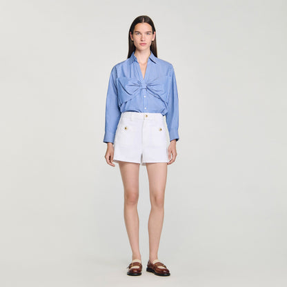Sandro Oversized bow shirt Blu / White