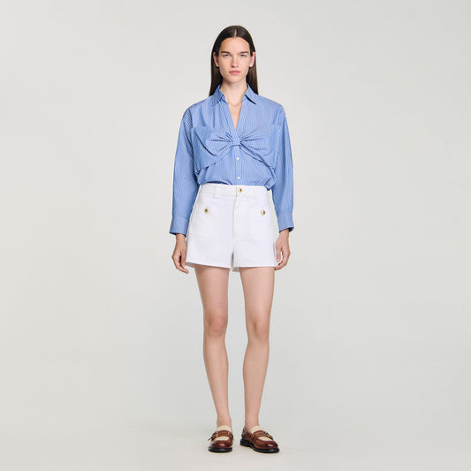 Sandro Oversized bow shirt Blu / White